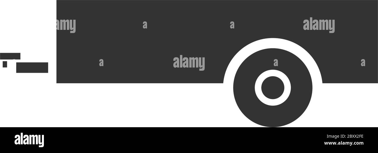 Rimorchio per auto. Icona nera piatta su sfondo bianco Illustrazione Vettoriale