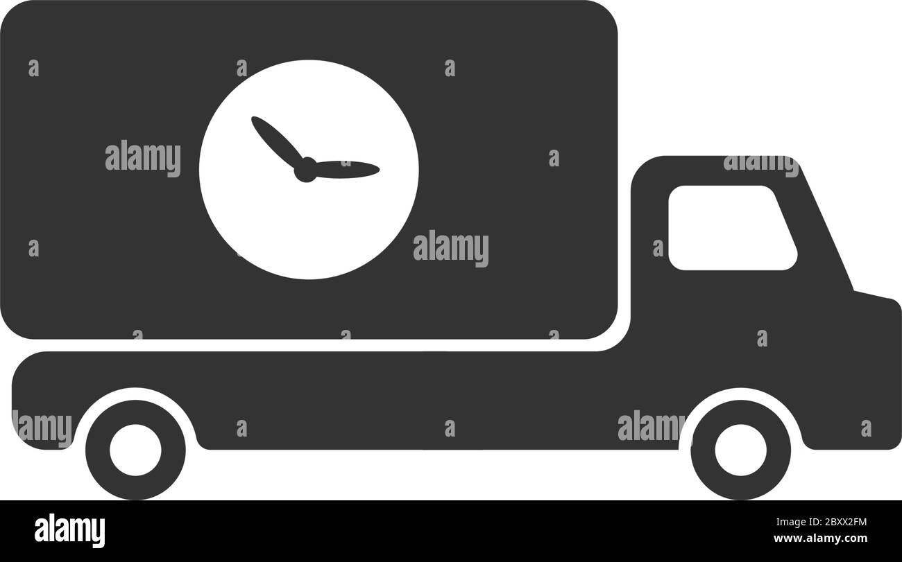 Tempo di consegna. Icona nera piatta su sfondo bianco Illustrazione Vettoriale