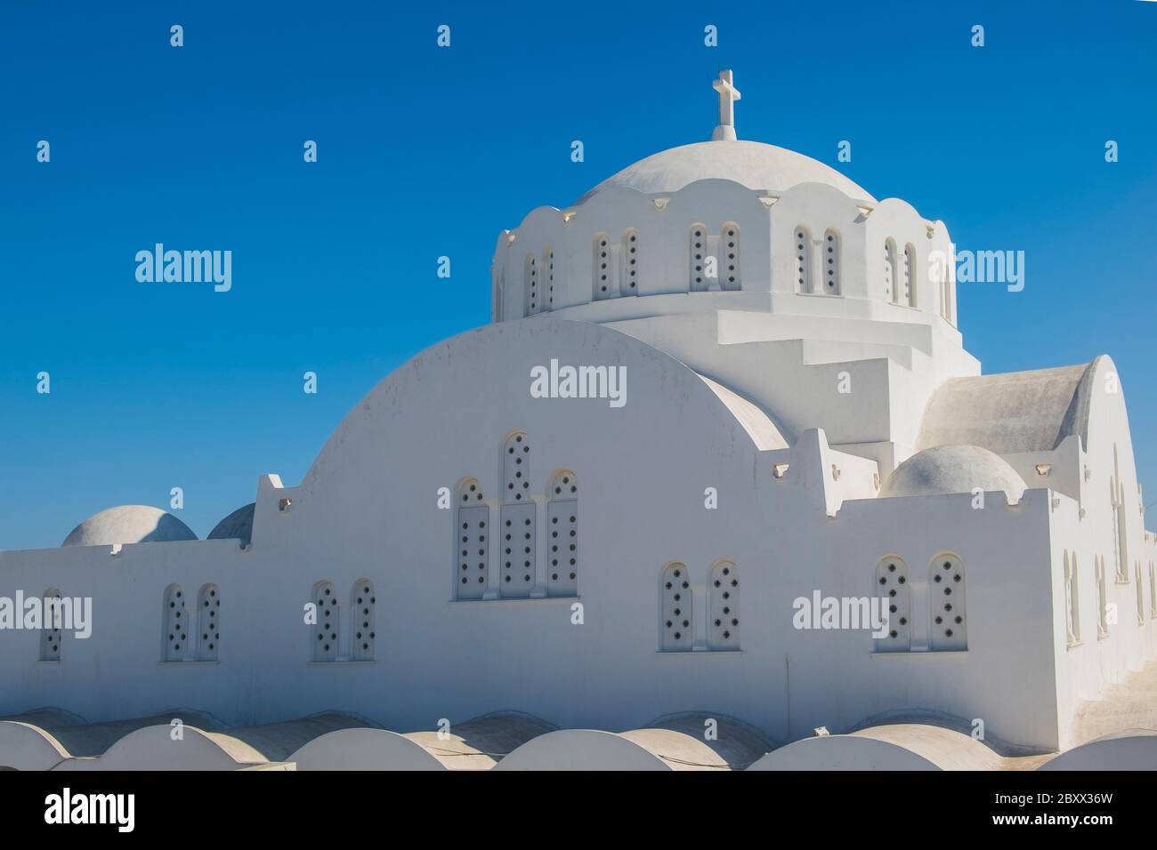 Fira, Cattedrale Metropolitana Ortodossa. Isola di Santorini, Grecia Foto Stock