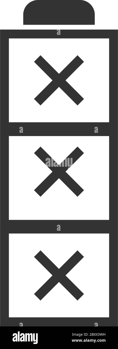 Batteria scarica. Icona nera piatta su sfondo bianco Illustrazione Vettoriale