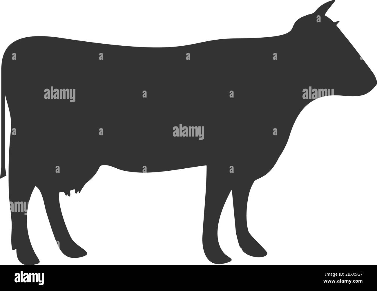Mucca. Icona nera piatta su sfondo bianco Illustrazione Vettoriale