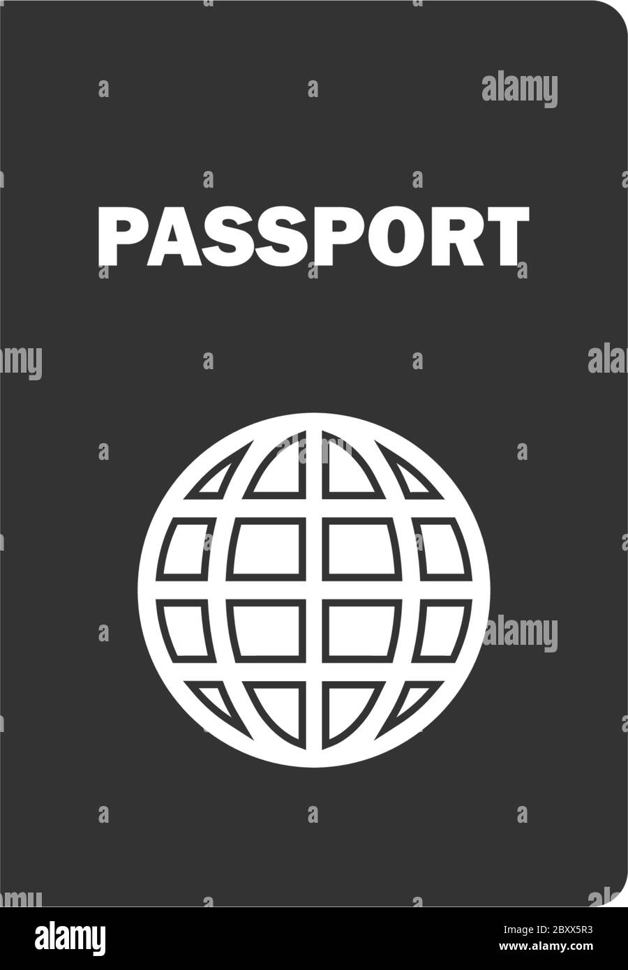 Passaporto. Icona nera piatta su sfondo bianco Illustrazione Vettoriale