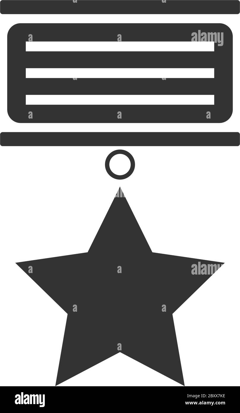 Medaglia. Icona nera piatta su sfondo bianco Illustrazione Vettoriale