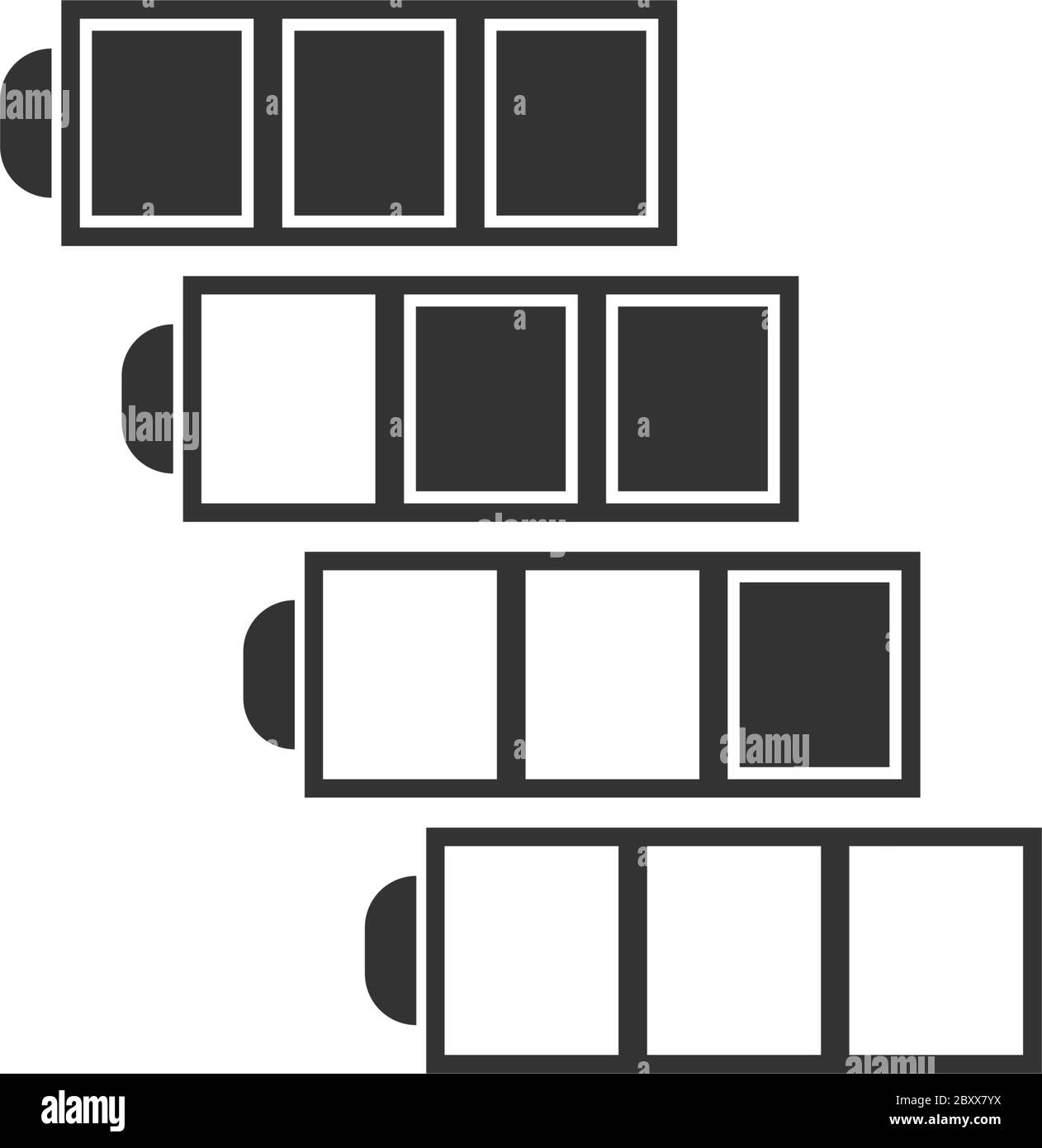 Batteria. Icona nera piatta su sfondo bianco Illustrazione Vettoriale