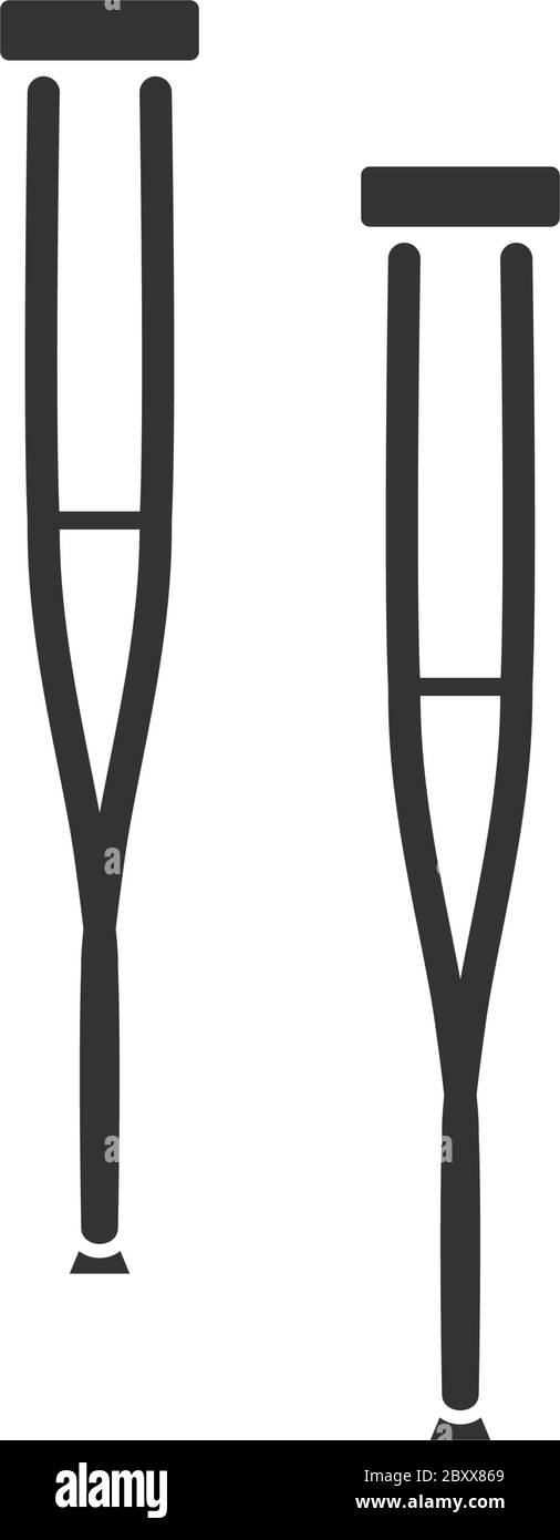 Crutches di salute. Icona nera piatta su sfondo bianco Illustrazione Vettoriale