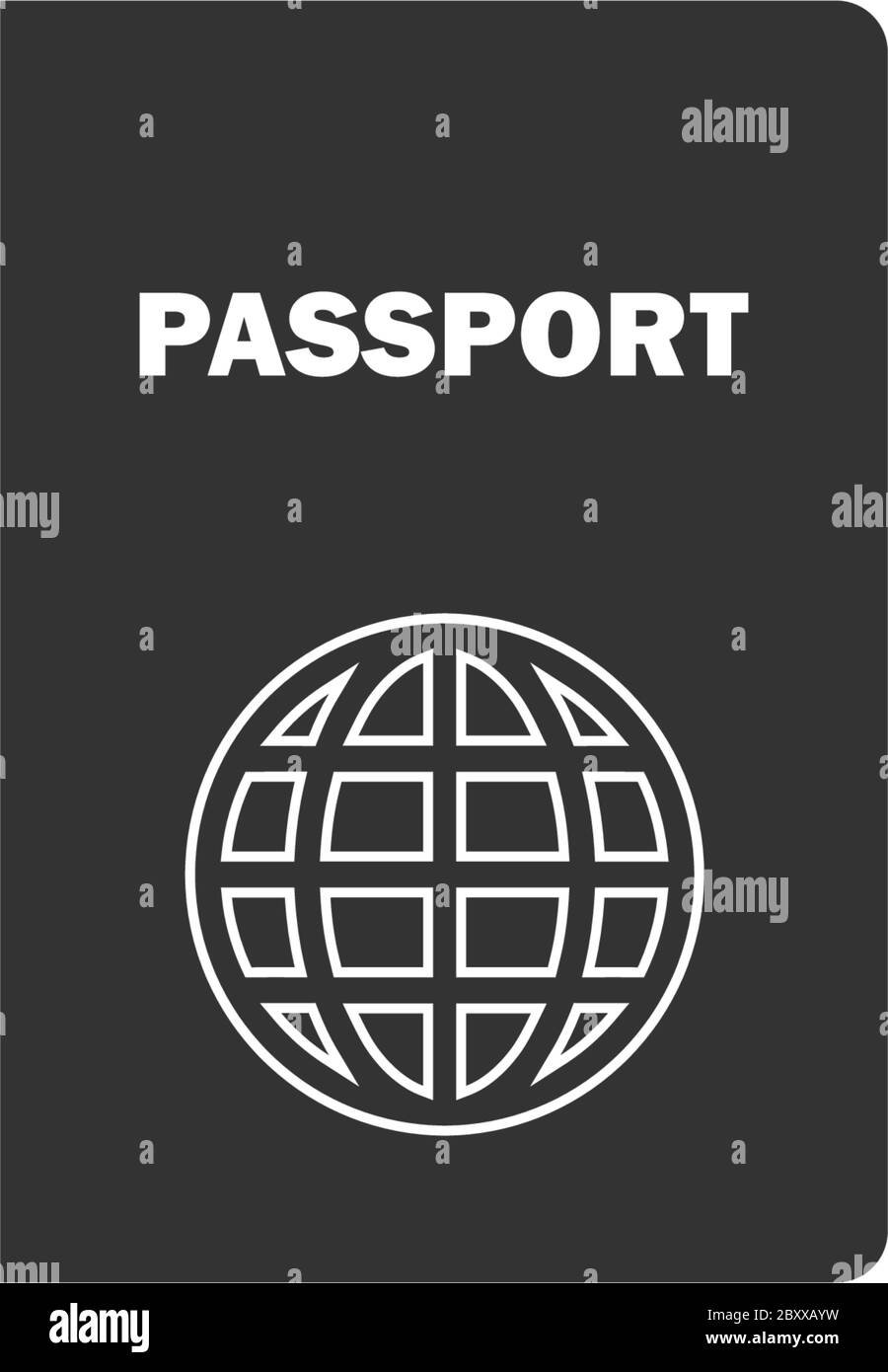 Passaporto. Icona nera piatta su sfondo bianco Illustrazione Vettoriale