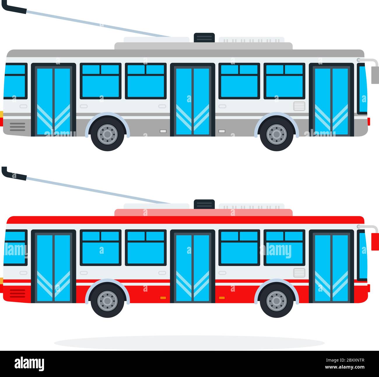 Filobus municipali vettore piano isolato Illustrazione Vettoriale