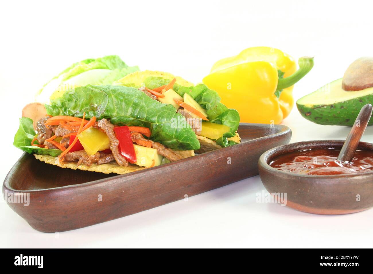 Mexican tacos con carne di manzo Foto Stock