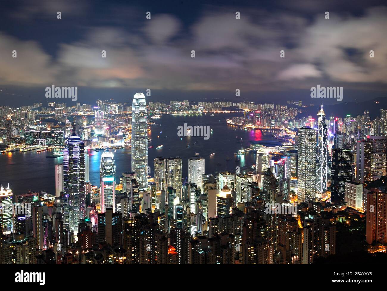 Di Hong Kong di notte Foto Stock