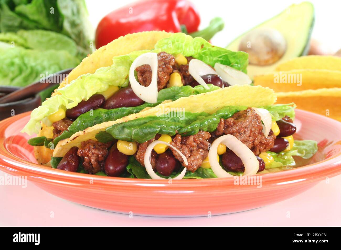 tacos messicani con manzo macinato Foto Stock