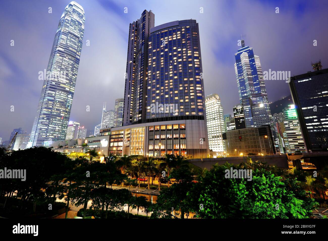 Di Hong Kong di notte Foto Stock