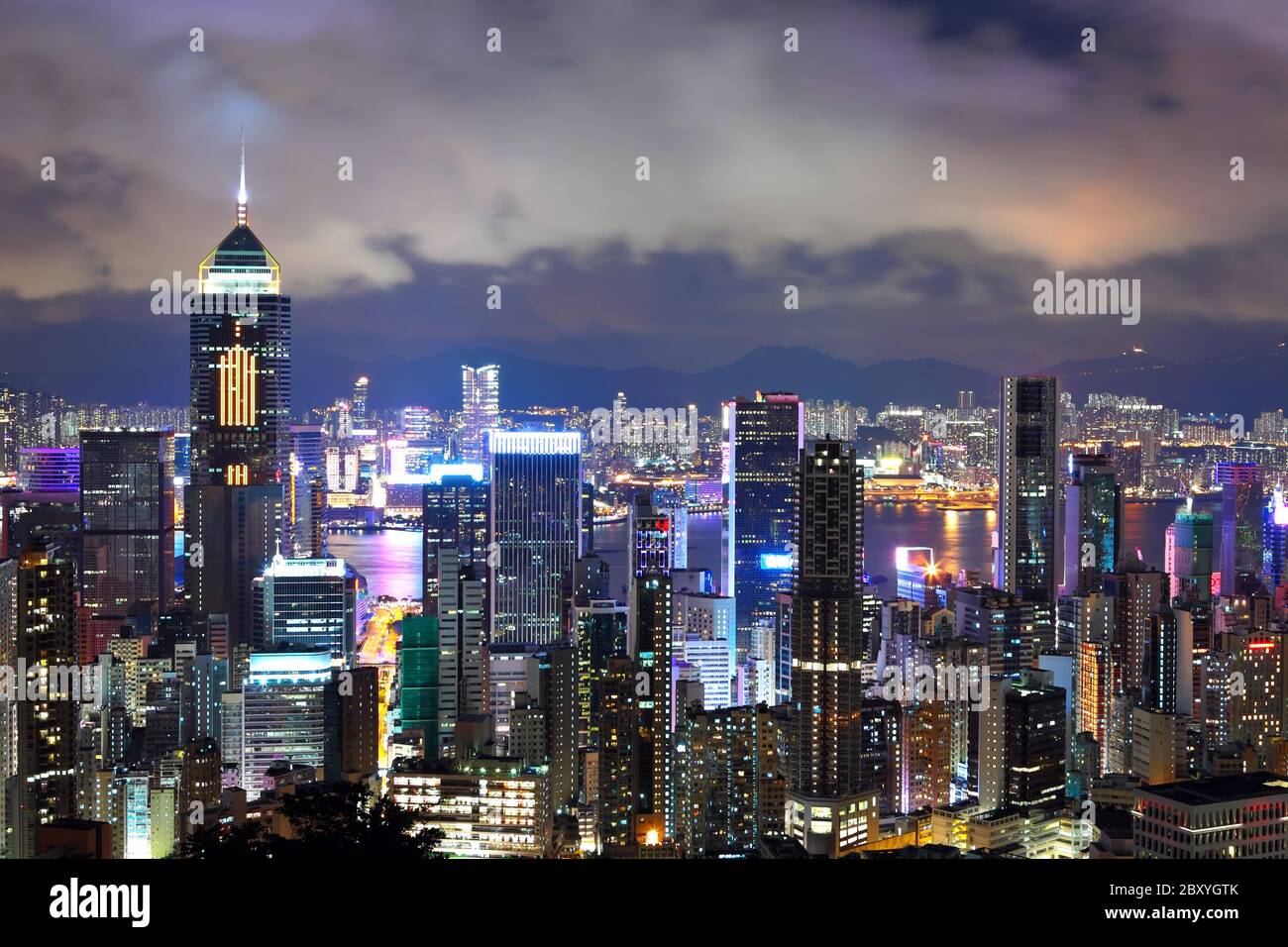 Della città di Hong Kong di notte Foto Stock