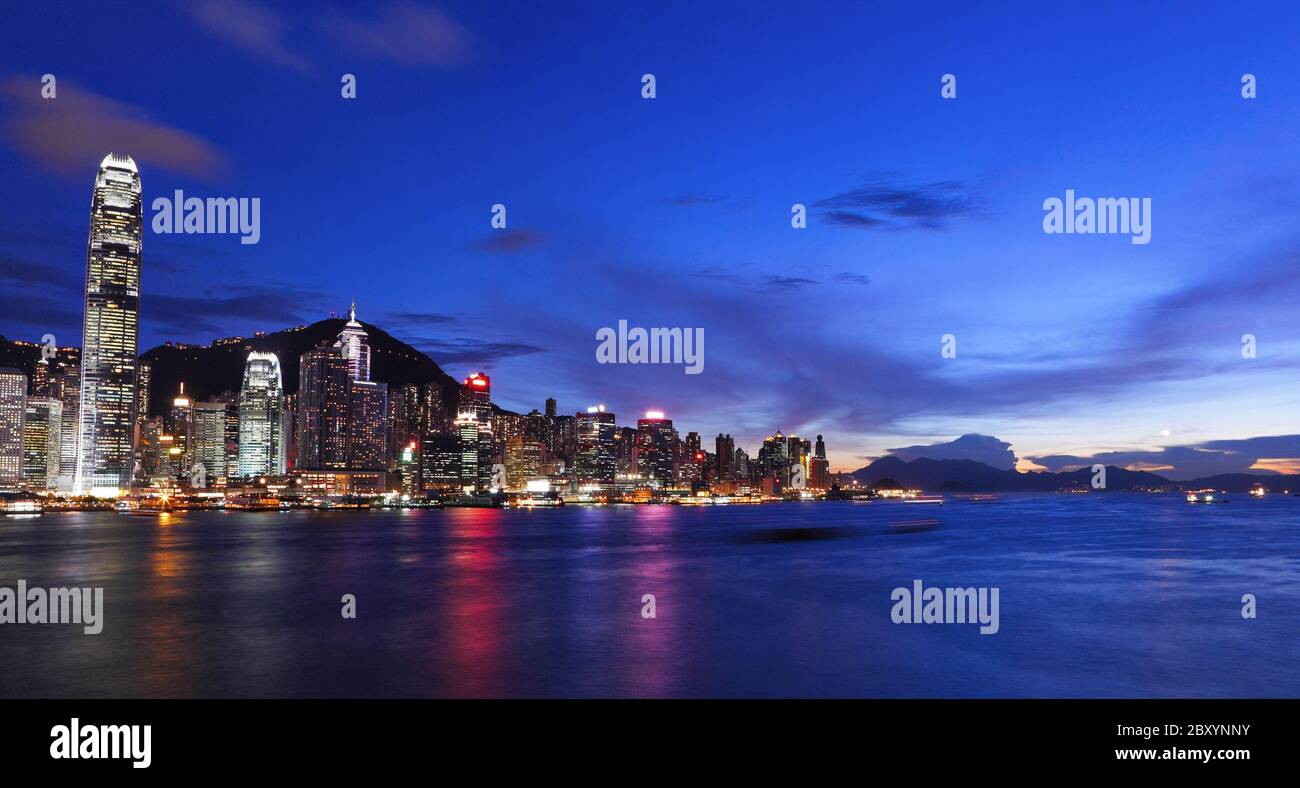 Di Hong Kong di notte Foto Stock