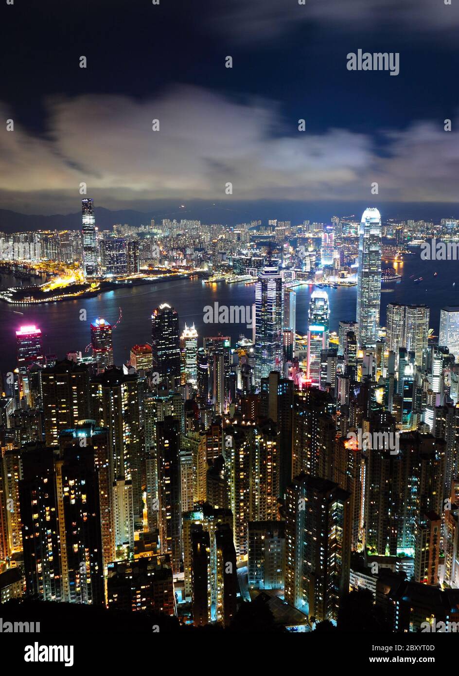 Della città di Hong Kong di notte Foto Stock