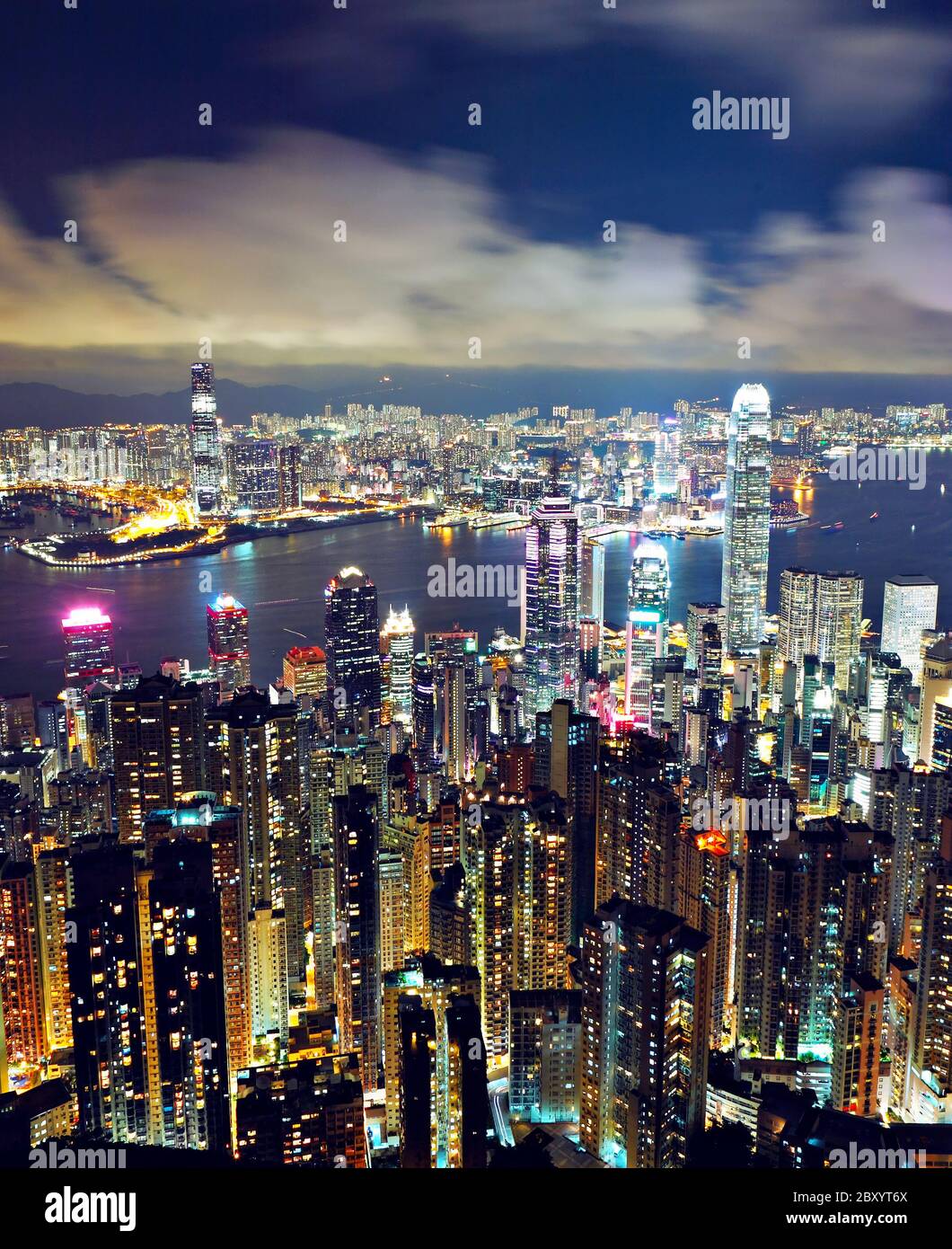 Di Hong Kong di notte Foto Stock