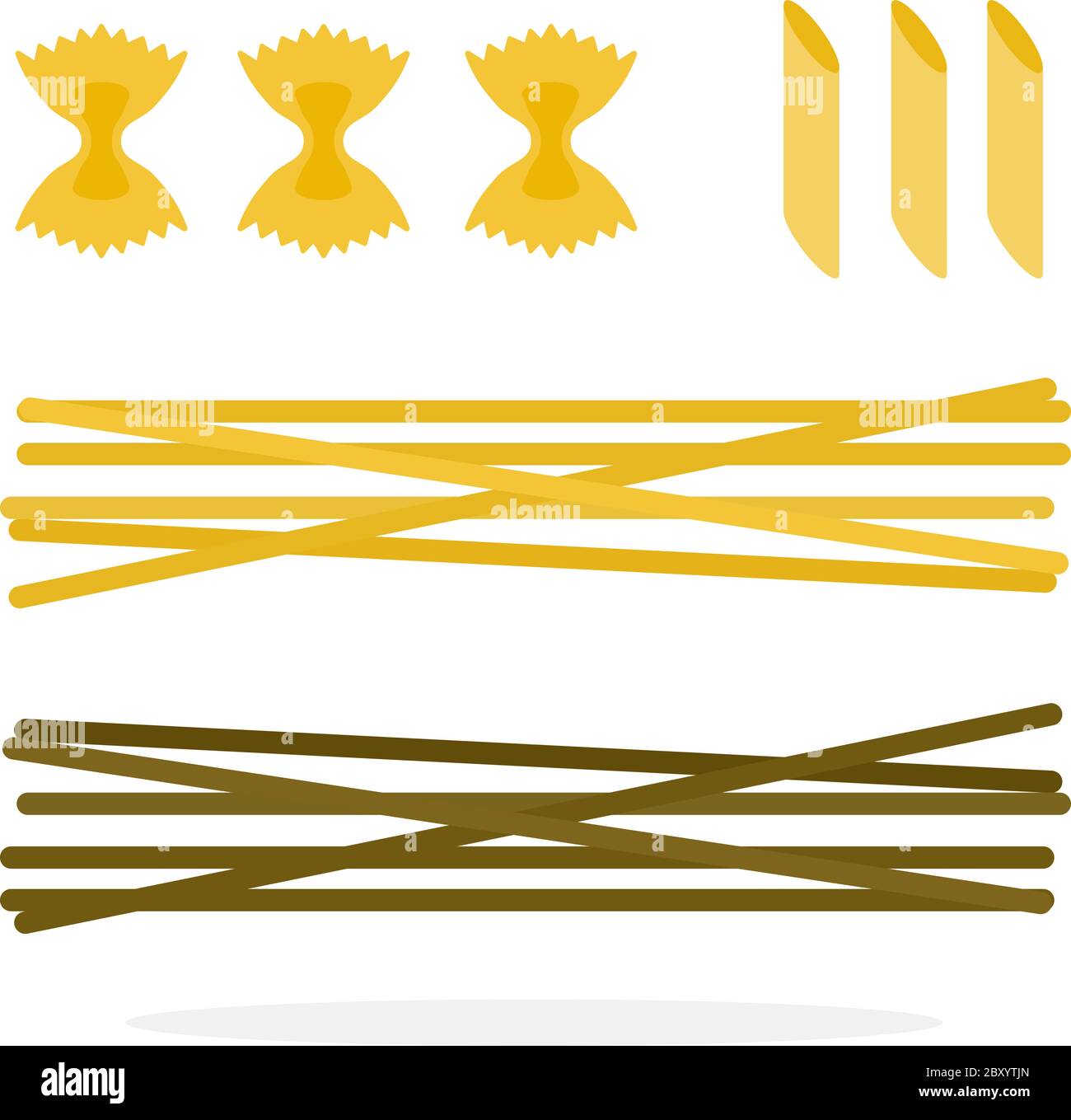 Spaghetti, Farfalle e Penne, piatti isolati Illustrazione Vettoriale