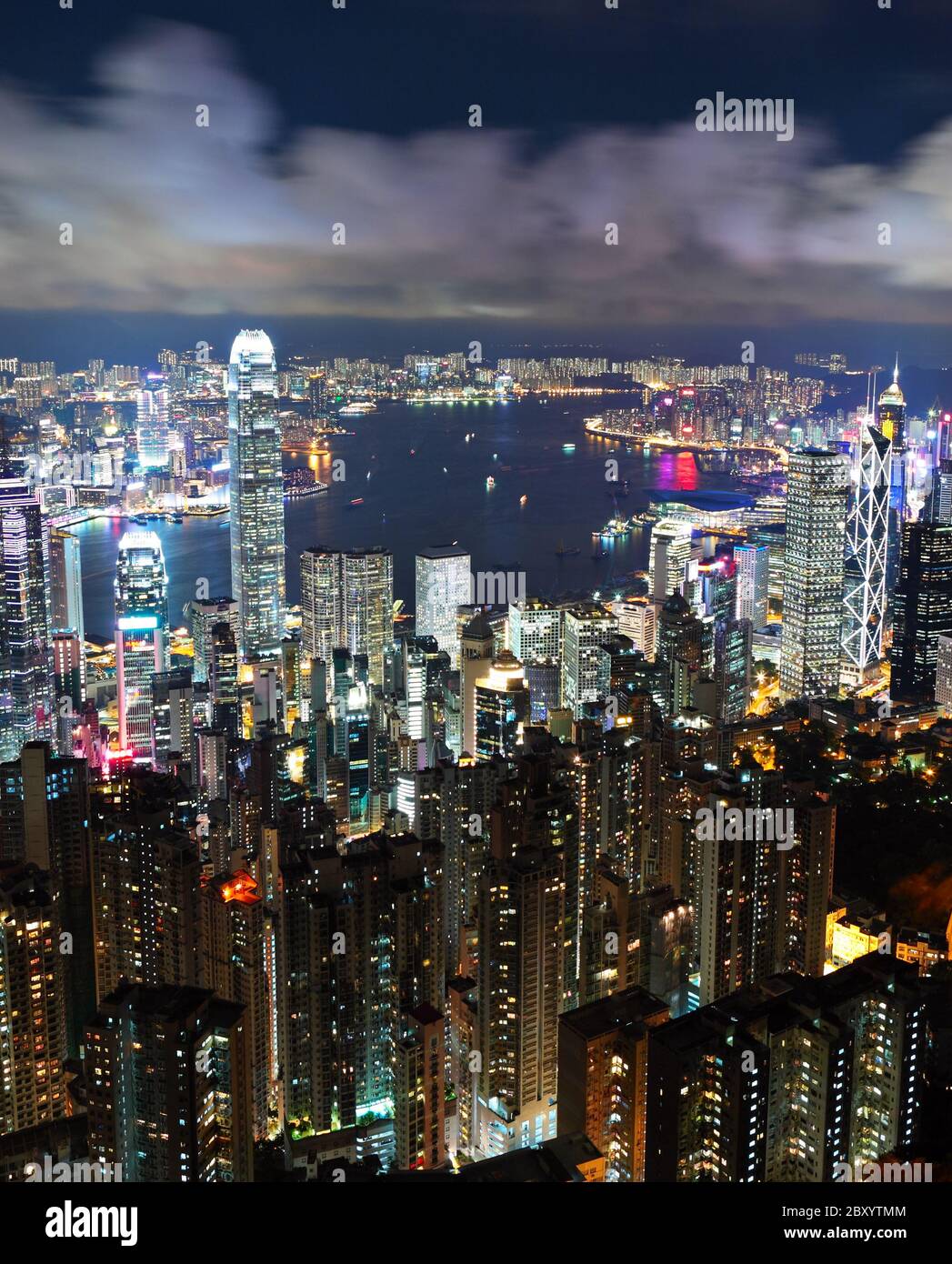 Di Hong Kong di notte Foto Stock