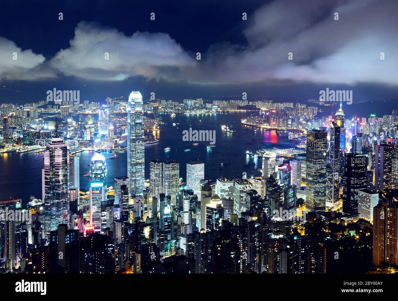 Di Hong Kong di notte Foto Stock