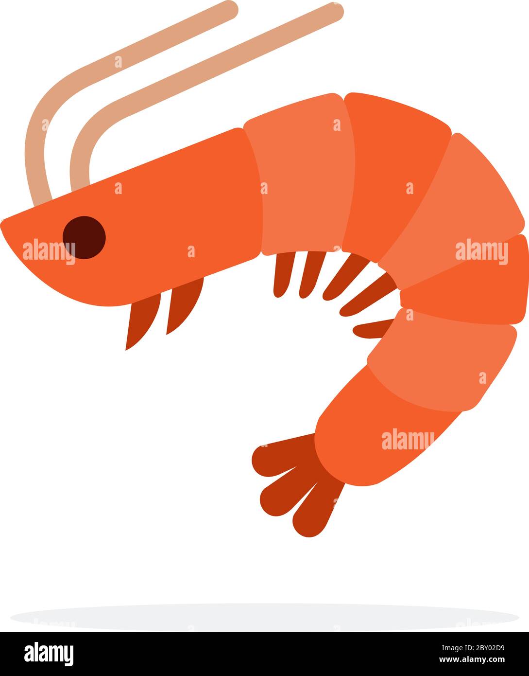 Vettore di gamberetti mediterraneo piatto isolato Illustrazione Vettoriale