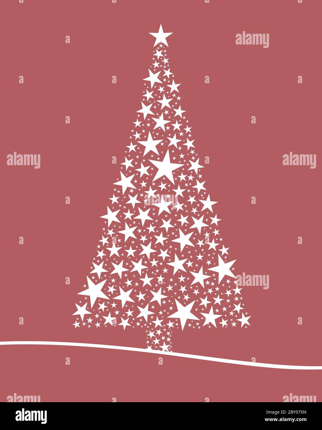 Albero di natale con stelle bianche Foto Stock