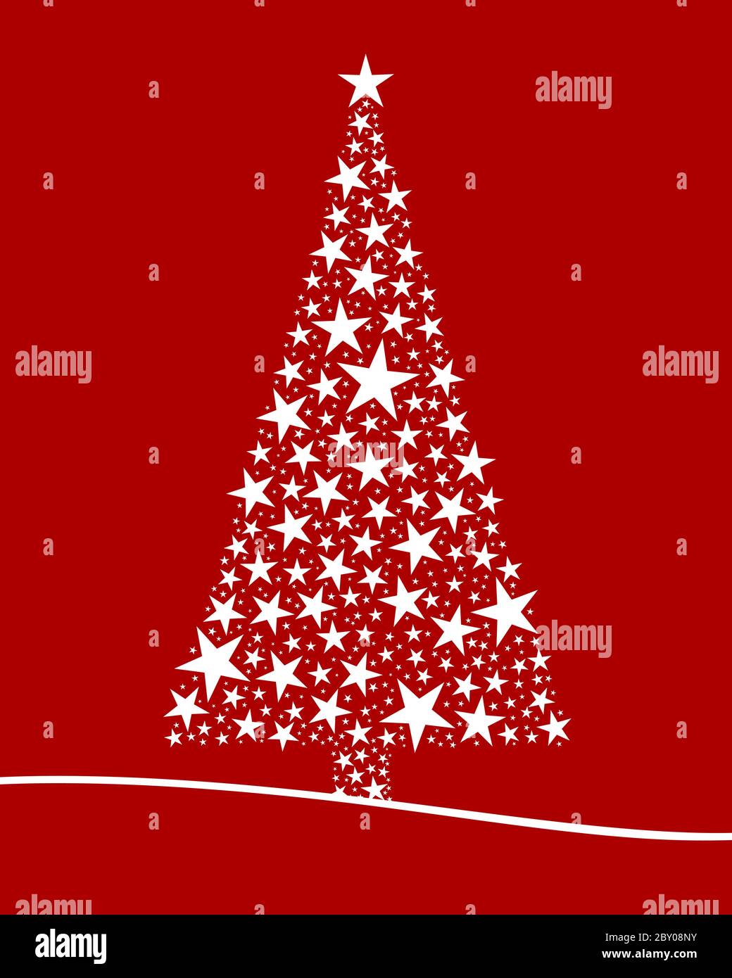 Albero di natale con stelle bianche Foto Stock