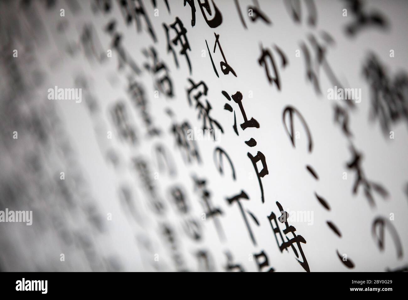 Tokyo Japan 30 Ottobre 2016 : Vista superficiale della profondità di campo della scritta logografica Kanji su un segno al Santuario Meiji a Tokyo Giappone Foto Stock