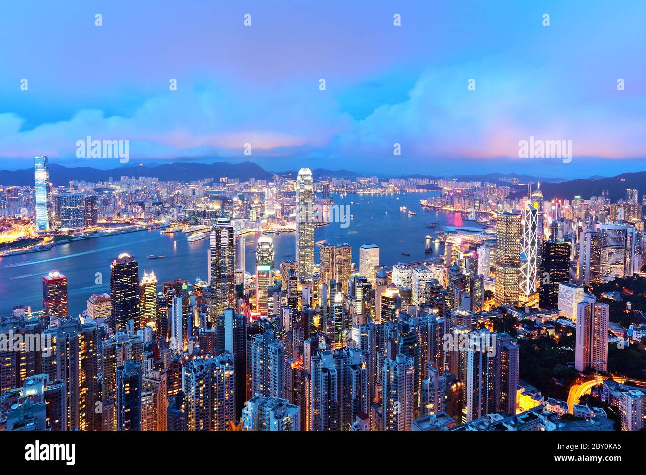 Notte di Hong Kong Foto Stock