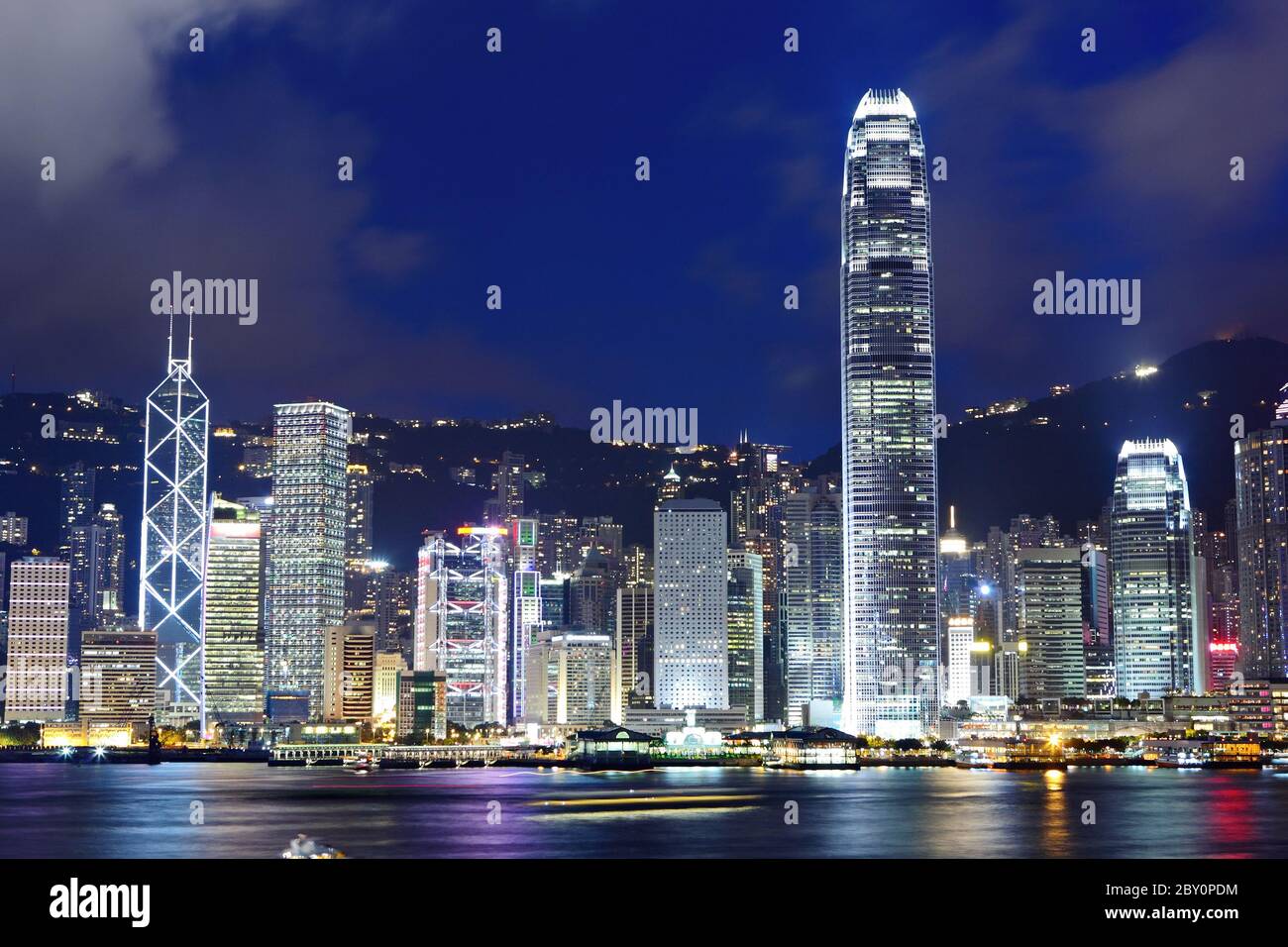 Di Hong Kong di notte Foto Stock