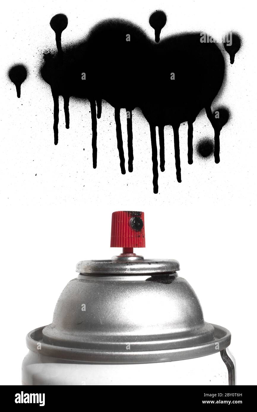 La bomboletta spray stilizzata in bianco e nero vintage può dipingere con  macchie isolate su sfondo bianco