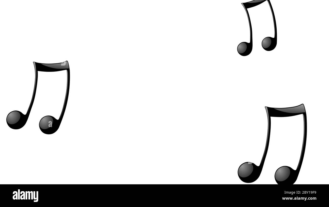 Note musicali su sfondo bianco. Illustrazione relativa alla musica. Concetto di Giornata Mondiale della Musica. Copy Space Design per la Giornata Mondiale della Musica. Note musicali, così Foto Stock