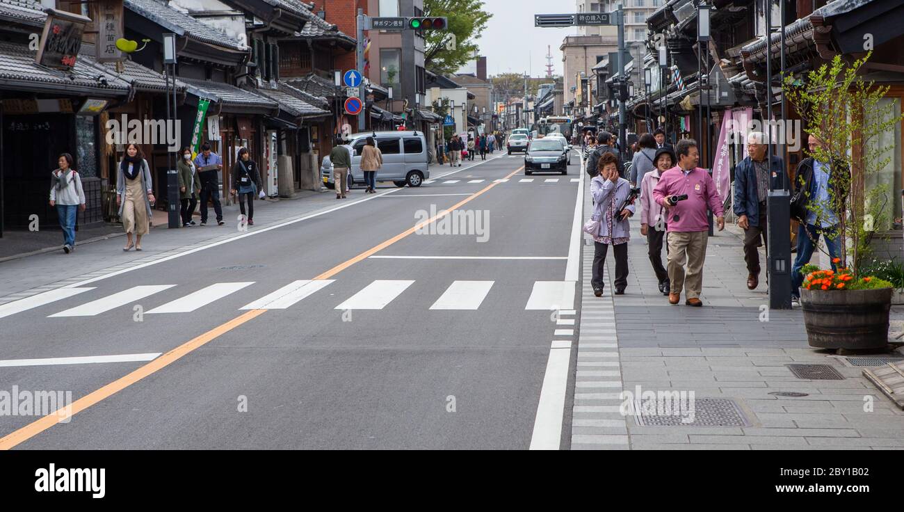 Persone nella strada di Kawagoe, Saitama, Giappone Foto Stock