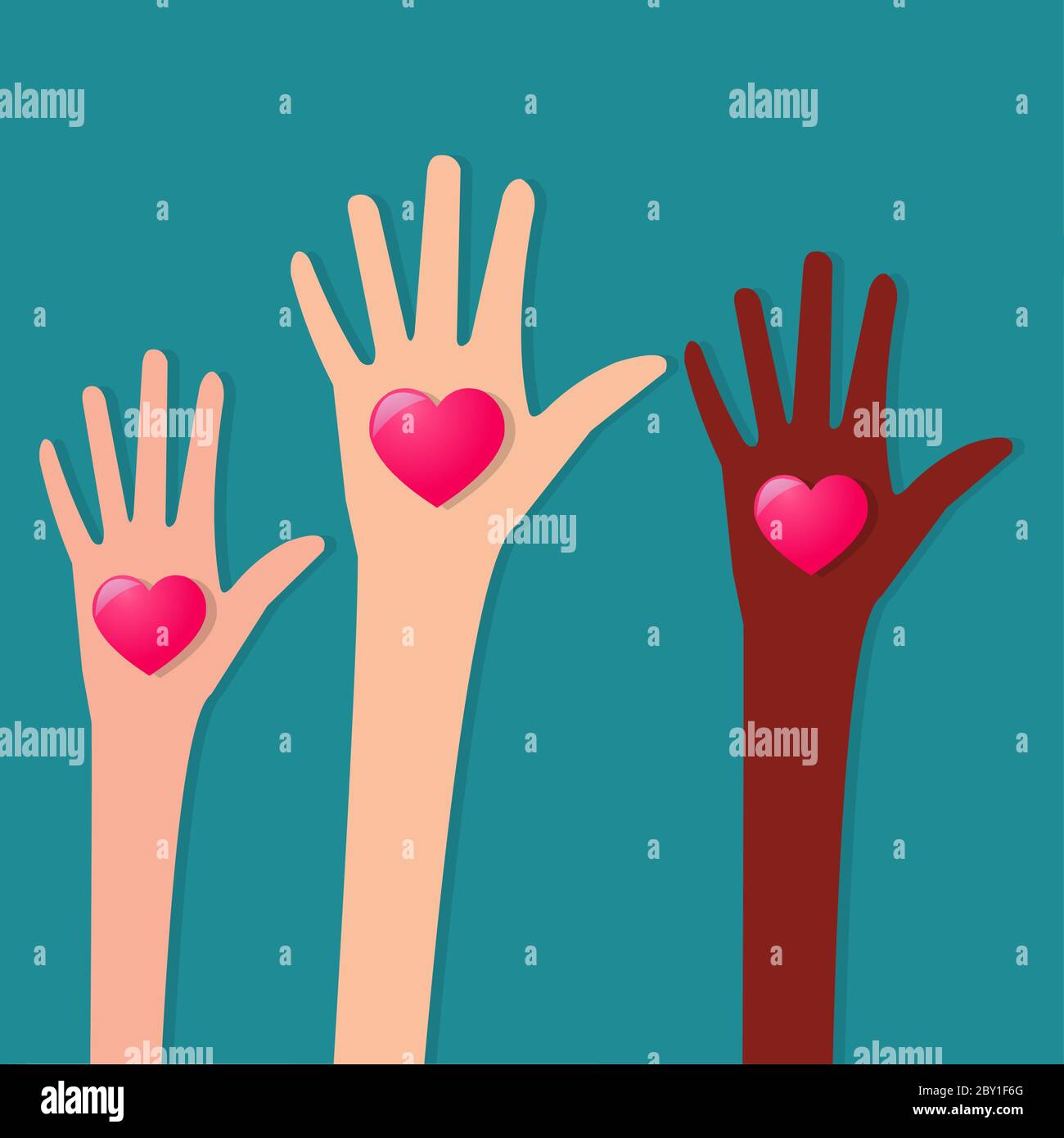 segno d'amore all'interno del vettore di illustrazione della mano simbolo per il concetto di carità e donazione Illustrazione Vettoriale