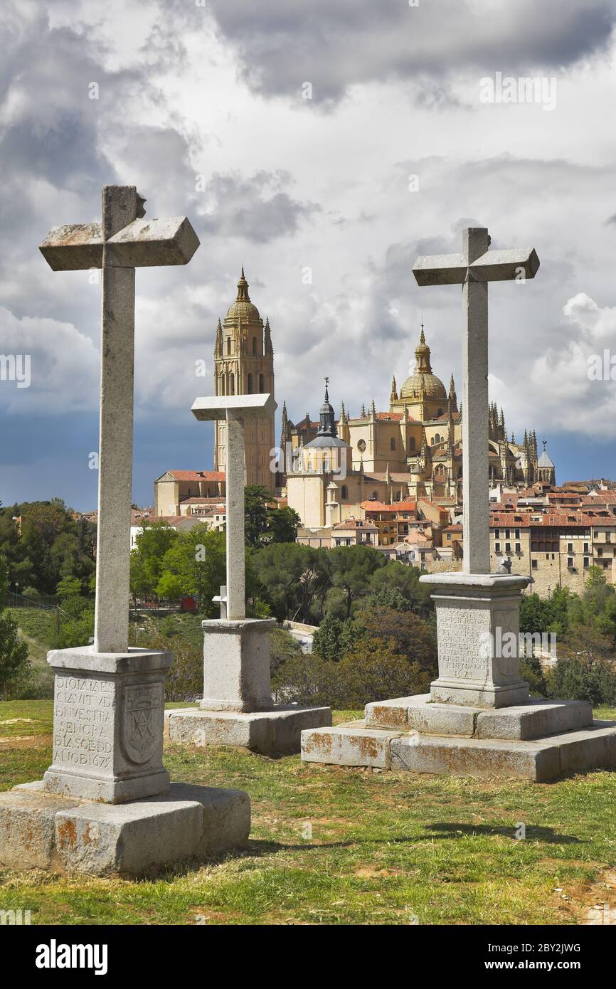 Cattedrale gotica di Segovia Foto Stock