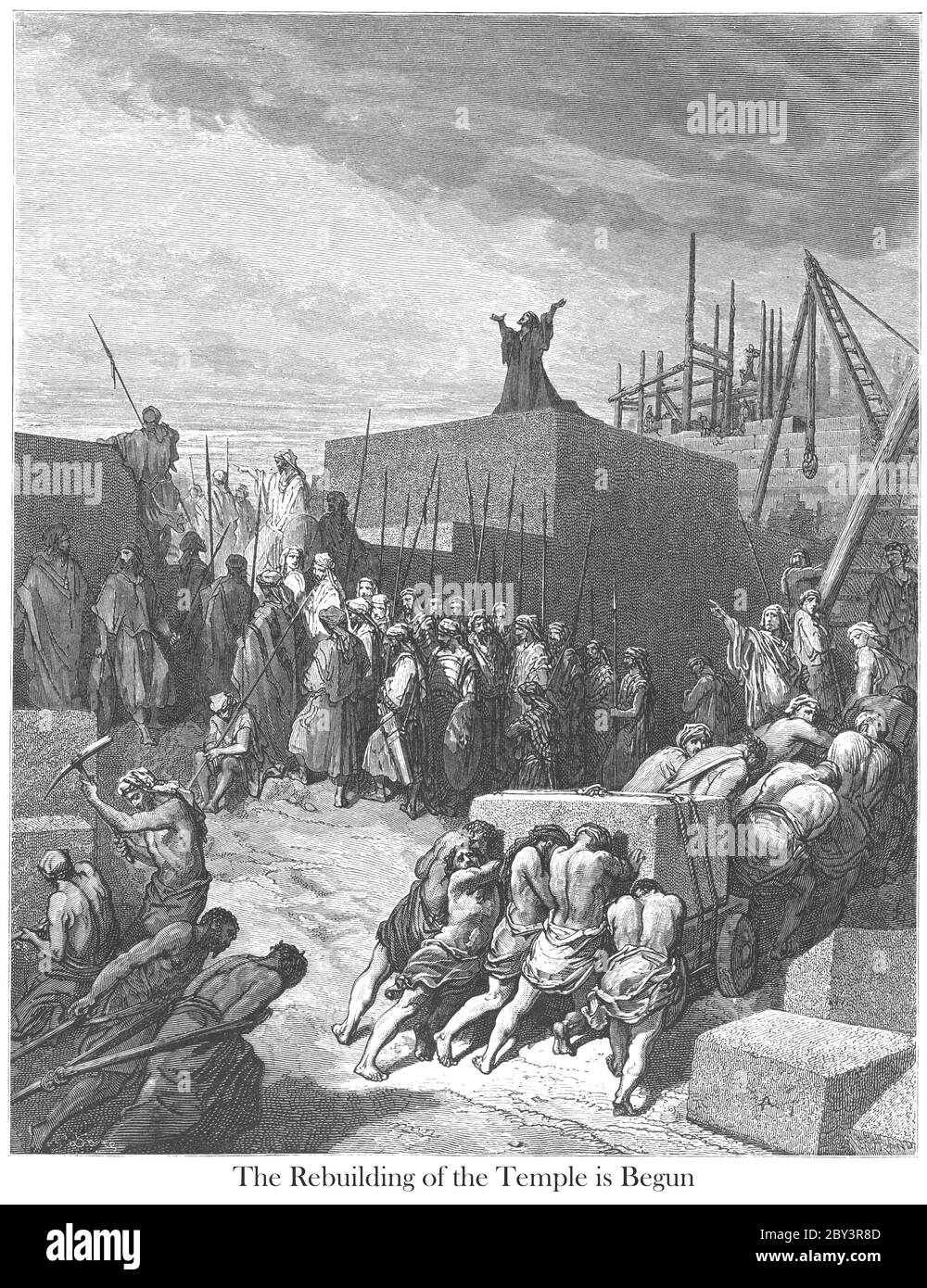 La ricostruzione del Tempio Ezra 3:11 dal libro 'la Galleria della Bibbia' illustrato da Gustave Dore con memorie di Dore e Letter-press descrittivo di Talbot W. Chambers D.D. Pubblicato da Cassell & Company Limited a Londra e contemporaneamente da Mame a Tours, Francia nel 1866 Foto Stock