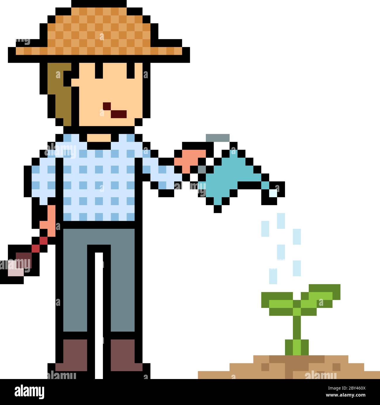 vettore pixel art giardiniere isolato Illustrazione Vettoriale
