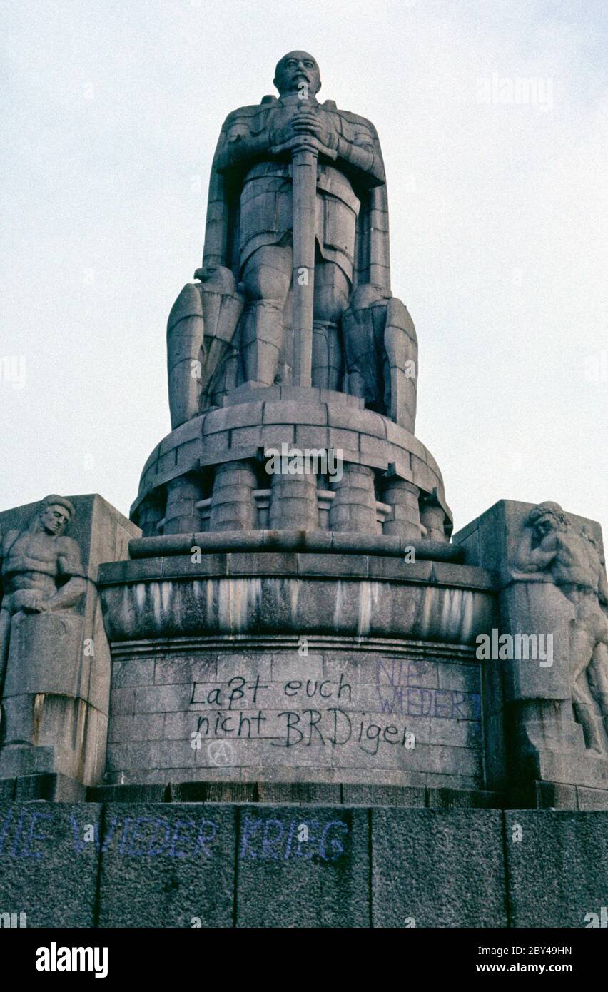 Statua di Bismarck, 18 novembre 1981, Amburgo, Germania Foto Stock