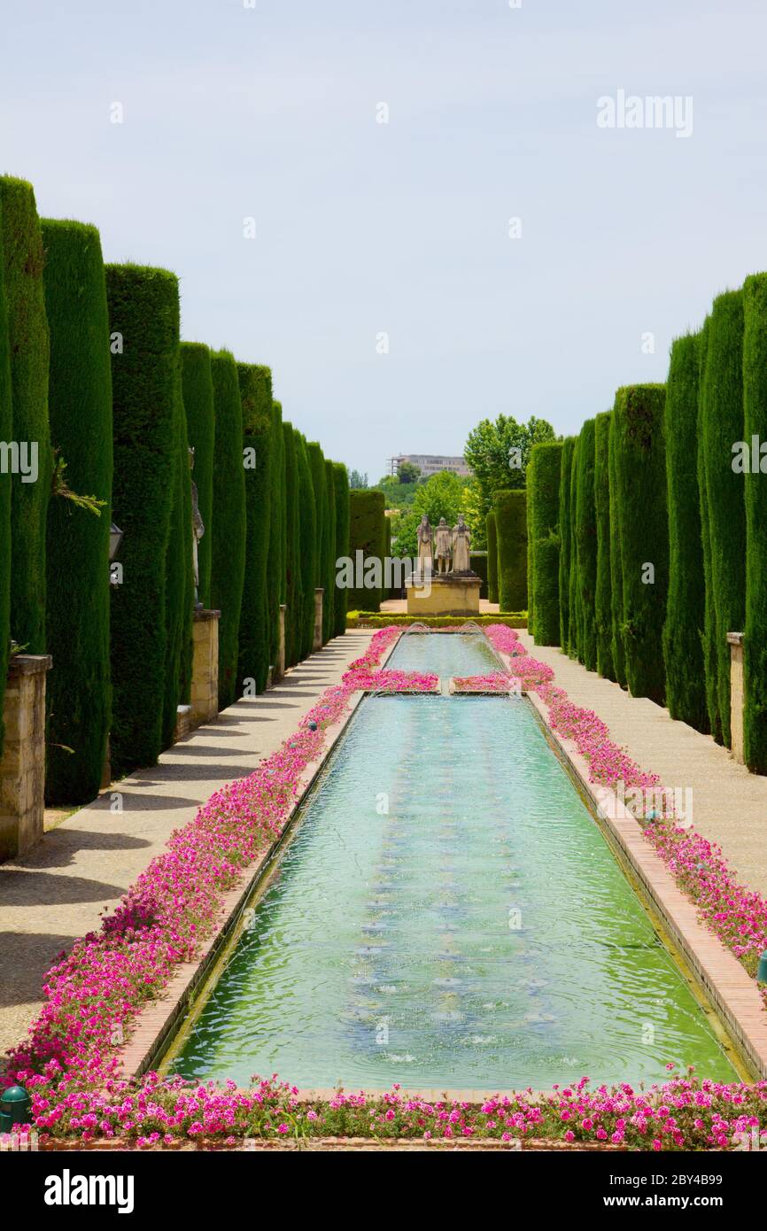 Giardini all'Alcazar di Cordova, Spagna Foto Stock