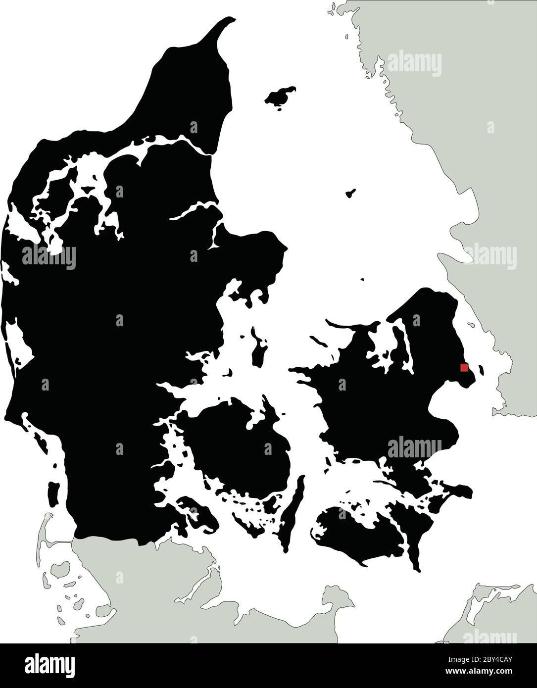 Mappa di Silhouette Danimarca estremamente dettagliata. Illustrazione Vettoriale