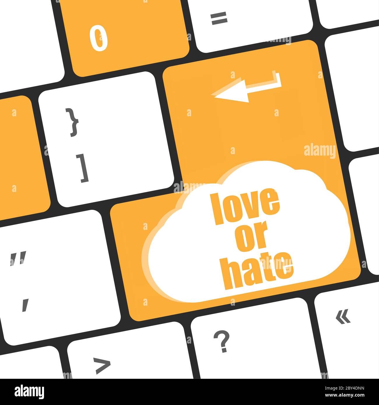 Amore o odio relazioni impressioni di comunicazione delle valutazioni recensioni tastiera del computer chiave, Foto Stock