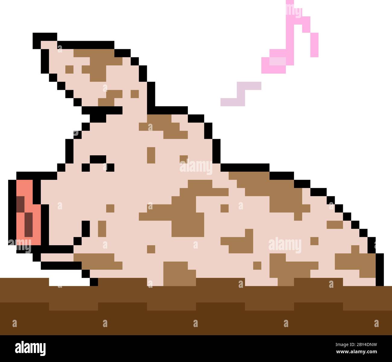 vettore pixel art maiale gioco fango isolato Illustrazione Vettoriale