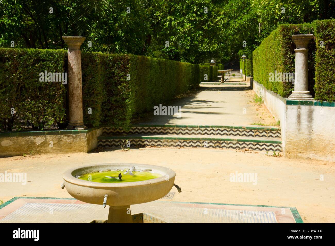 Giardino dei poeti, palazzo di Alcazar, Siviglia Foto Stock