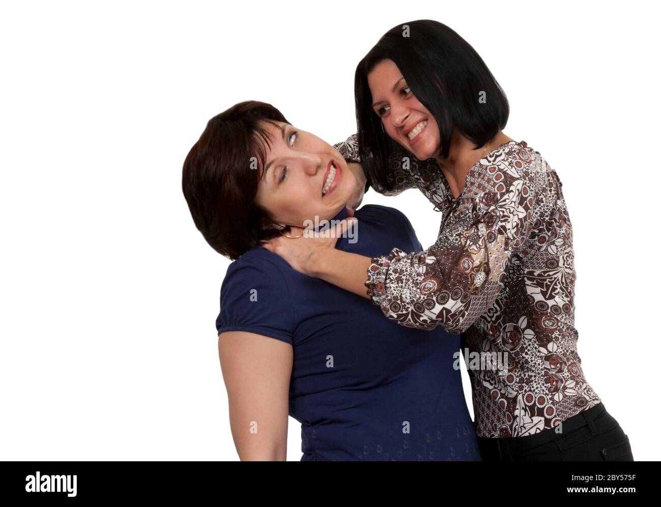 ragazza strangolante una donna Foto Stock