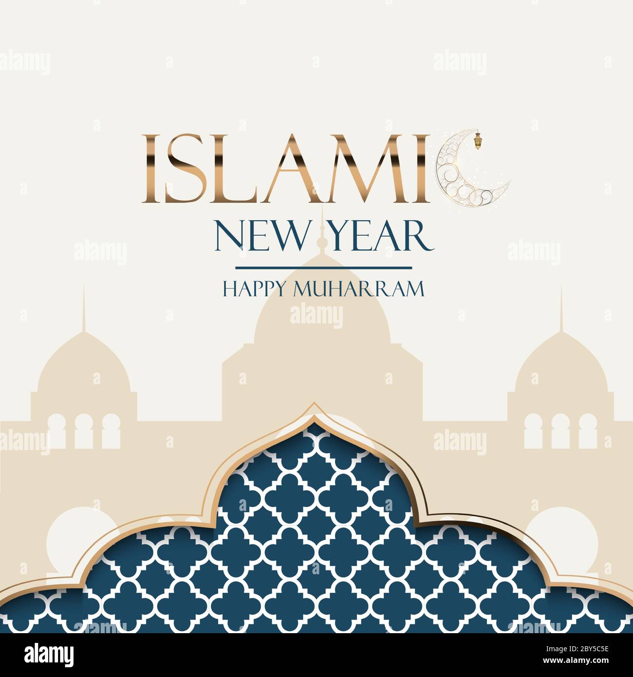 Esperienza islamica di vacanza del nuovo anno. Muharram felice. Illustrazione vettoriale EPS10 Illustrazione Vettoriale