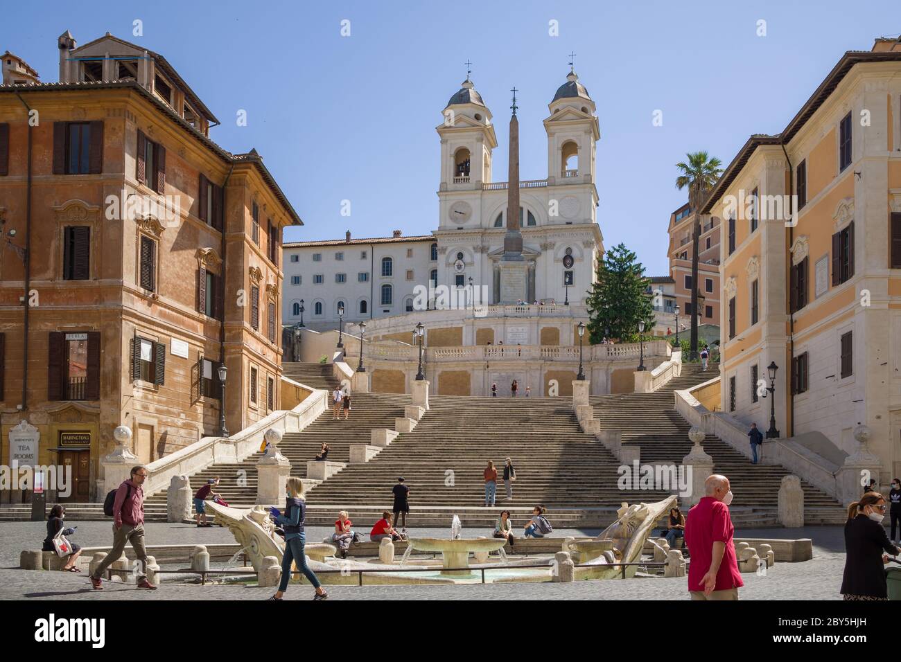 Famosa scalinata di Spagna a Roma durante la pandemia del Covid 19. Foto Stock