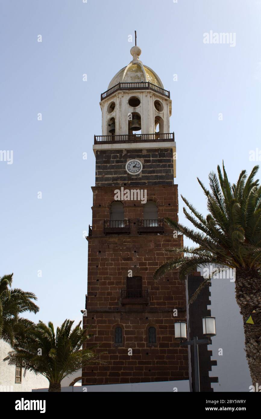 chiesa campanile di yaiza Foto Stock