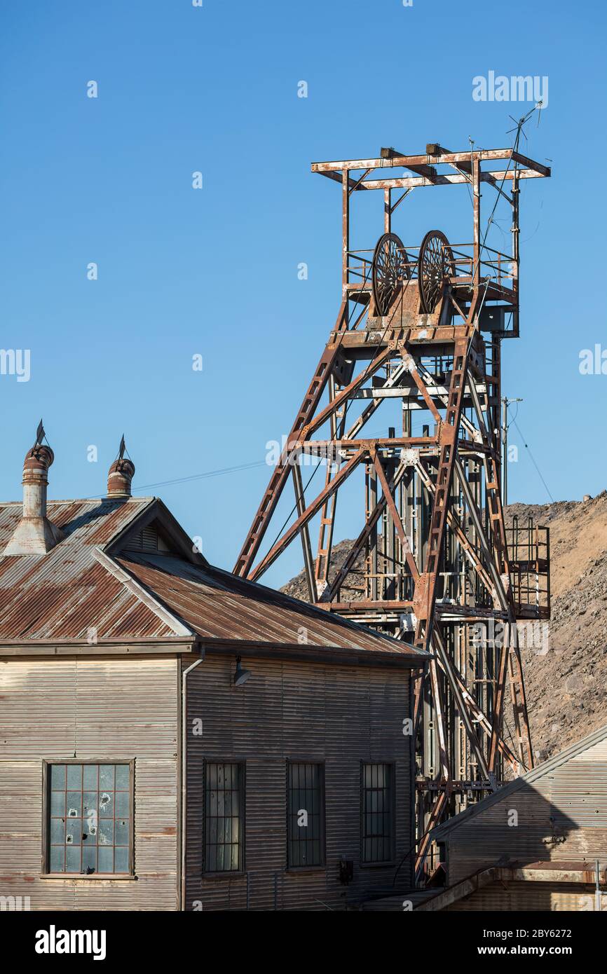 Broken Hill Australia 2 Dicembre 2019 : Vista della vecchia testa della miniera disusata a Lode Lookout a Broken Hill, NSW Foto Stock