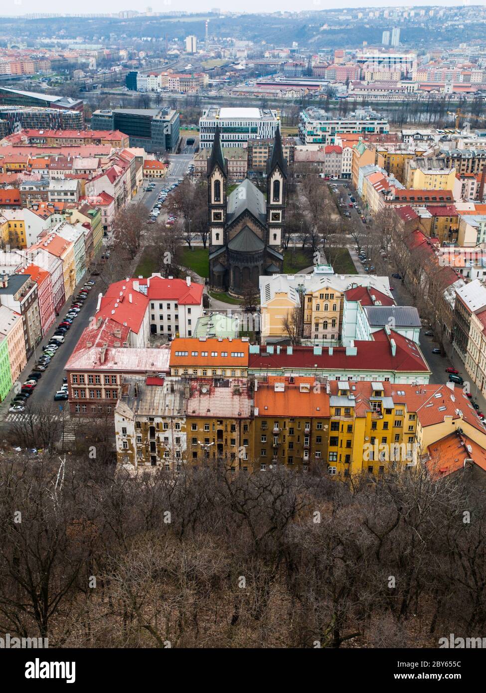 Vista del quartiere di Karlin (Praga, Repubblica Ceca) Foto Stock