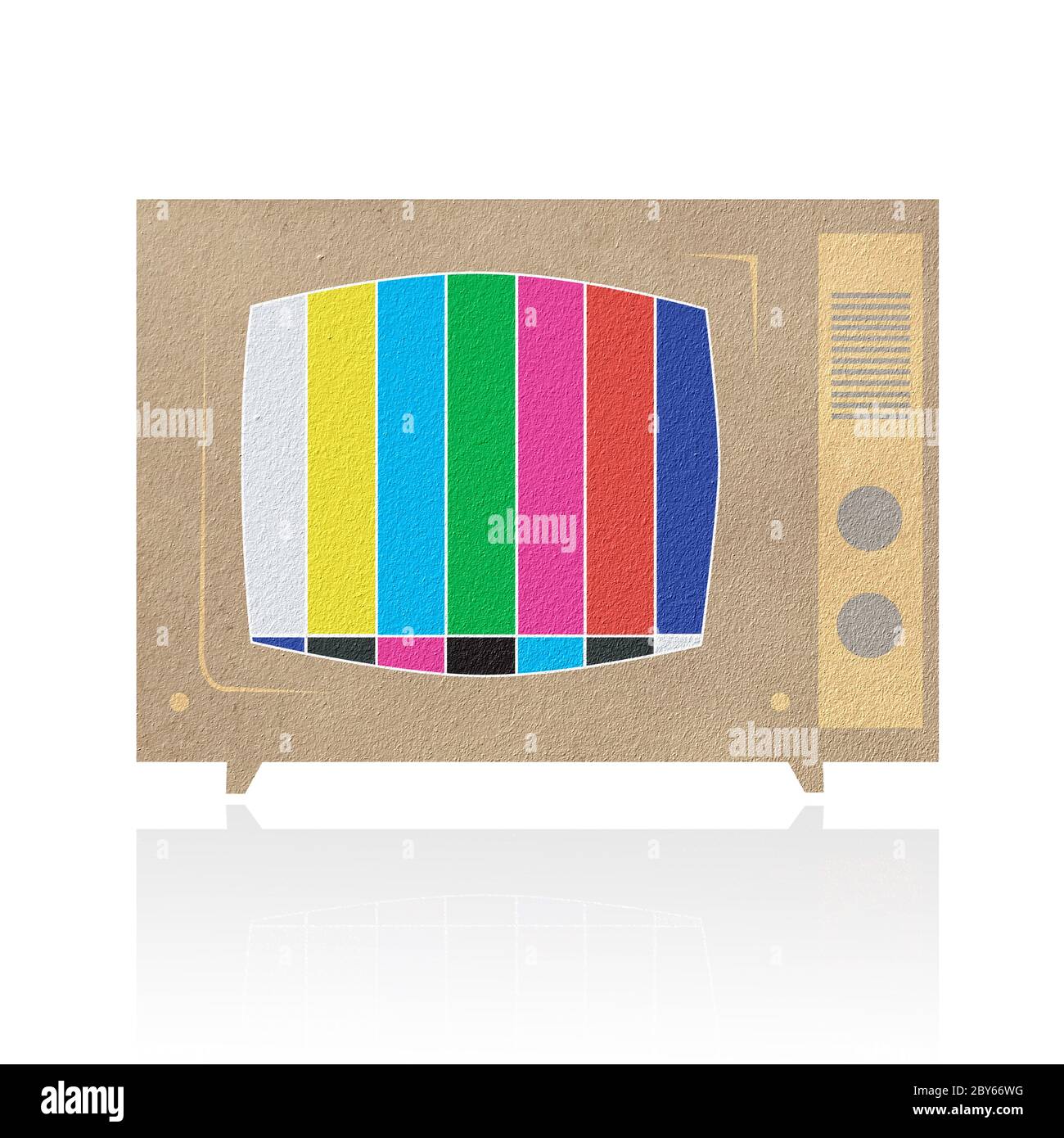 Icona della televisione ( TV ) carta riciclata su sfondo bianco Foto Stock