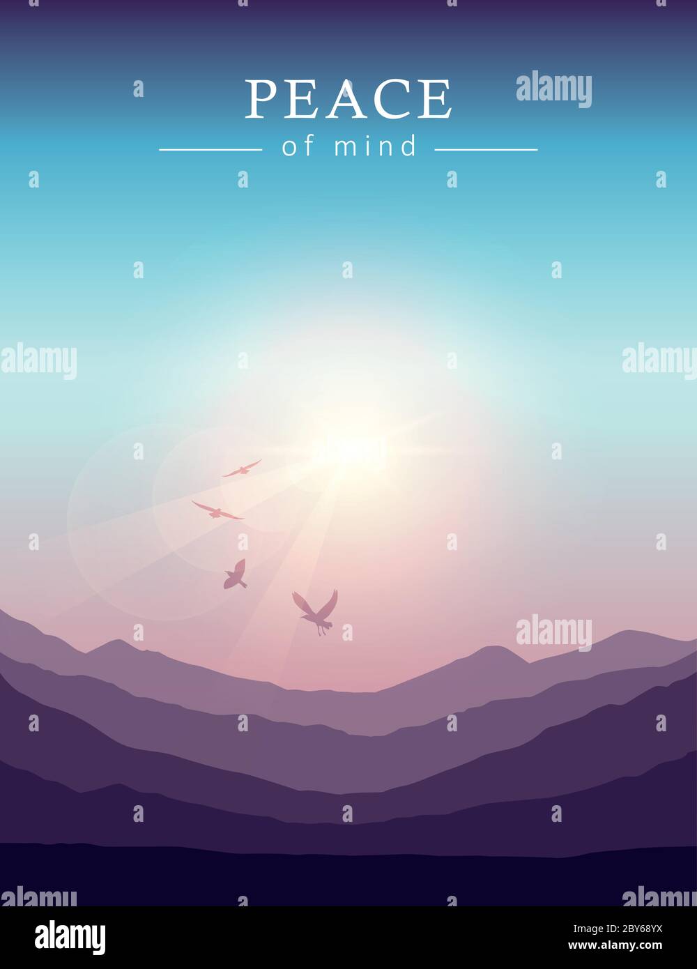 Bellissimo tramonto su viola montagna paesaggio vettore illustrazione EPS10 Illustrazione Vettoriale