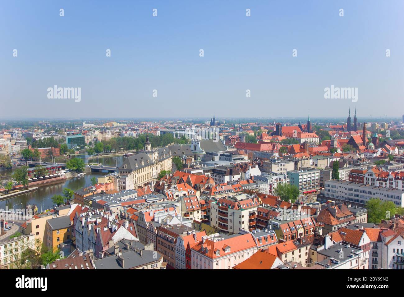 Città vecchia di Wroclaw dall'alto Foto Stock